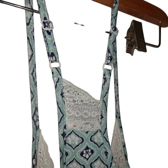 Lace Trim Abstract Print Boho Tunic Dress Top - Picture 6 of 8